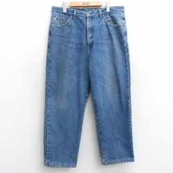 W36★古着 エルエルビーン LLBEAN ジーンズ メンズ 00年代 00s コットン 紺 ネイビー デニム 内側フリース 【spe】 25feb01 中古 ボトムス ジーパン Gパン ロング パンツ