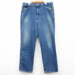W40★古着 h.i.s ジーンズ メンズ 80年代 80s ヒゲ 大きいサイズ USA製 紺 ネイビー デニム 25feb04 中古 ボトムス ジーパン Gパン ロング パンツ