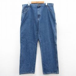 W38★古着 ディッキーズ Dickies ペインター パンツ メンズ コットン 紺 ネイビー デニム 25feb04 中古 ボトムス ロング