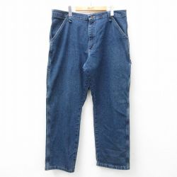 W38★古着 ラングラー Wrangler ペインター パンツ メンズ 紺 ネイビー デニム 25feb01 中古 ボトムス ロング