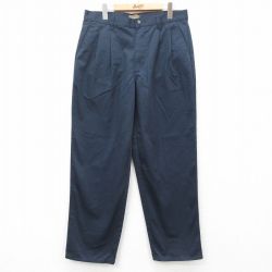 W33★古着 チノ パンツ チノパン メンズ 濃紺 ネイビー 25feb01 中古 ボトムス ロング