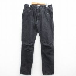 W33★古着 ジーンズ メンズ イタリア製 黒 ブラック デニム 25feb03 中古 ボトムス ジーパン Gパン ロング パンツ