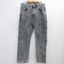 W32★古着 ラングラー Wrangler ジーンズ メンズ 90年代 90s ケミカルウォッシュ コットン USA製 黒 ブラック デニム 【spe】 25feb03 中古 ボトムス ジーパン Gパン ロング パンツ