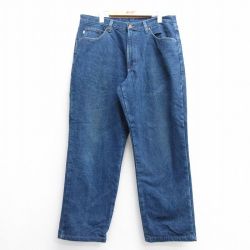 W36★古着 エルエルビーン LLBEAN ジーンズ メンズ 00年代 00s コットン 紺 ネイビー デニム 内側フランネル 25feb05 中古 ボトムス ジーパン Gパン ロング パンツ