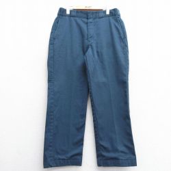 W33★古着 ディッキーズ Dickies ワーク パンツ メンズ 90年代 90s タロン 紺 ネイビー 内側フランネル 25feb05 中古 ボトムス ロング