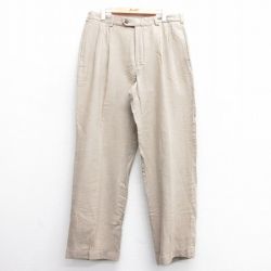 W36★古着 パンツ メンズ リネン ベージュ カーキ 25feb06 中古 ボトムス ロング
