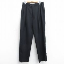 W32★古着 スラックス パンツ メンズ 90年代 90s ウール USA製 黒 ブラック 25feb07 中古 ボトムス ロング