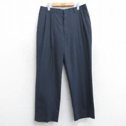 W35★古着 HAGGAR スラックス パンツ メンズ 90年代 90s USA製 濃グレー ストライプ 25feb07 中古 ボトムス ロング
