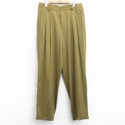 W34★古着 ストライプ パンツ メンズ 80年代 80s ウール ドイツ製 濃緑系 グリーン 25feb07 中古 ボトムス ロング