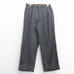 W31★古着 スラックス パンツ メンズ 90年代 90s ウール 濃グレー 25feb07 中古 ボトムス ロング