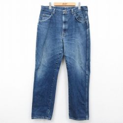 W36★古着 ラングラー Wrangler ジーンズ メンズ 00年代 00s ヒゲ 紺 ネイビー デニム 【spe】 25feb12 中古 ボトムス ジーパン Gパン ロング パンツ