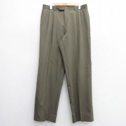 W34★古着 スラックス パンツ メンズ 00年代 00s ウール カナダ製 濃緑 グリーン 25feb12 中古 ボトムス ロング
