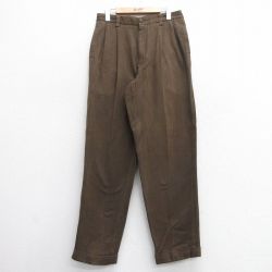 W32★古着 ノーティカ NAUTICA ブランド パンツ メンズ 90年代 90s ヘリンボーン コットン 茶 ブラウン 25feb12 中古 ボトムス ロング