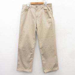 W36★古着 エルエルビーン LLBEAN パンツ メンズ 00年代 00s コットン ベージュ カーキ デニム 25feb14 中古 ボトムス ロング