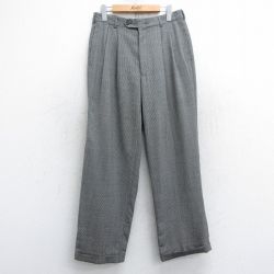 W30★古着 スラックス パンツ メンズ 90年代 90s 千鳥格子 ウール USA製 グレー他 25feb14 中古 ボトムス ロング