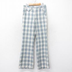 W30★古着 FARAH スラックス パンツ メンズ 80年代 80s フレア USA製 ベージュ他 カーキ チェック 25feb15 中古 ボトムス ロング