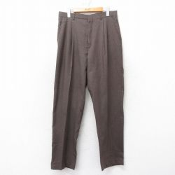 W34★古着 スラックス パンツ メンズ 80年代 80s ウール USA製 タロン 茶 ブラウン 25feb15 中古 ボトムス ロング