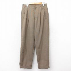 W31★古着 ペリーエリス パンツ メンズ 90年代 90s 茶他 ブラウン チェック 25feb15 中古 ボトムス ロング