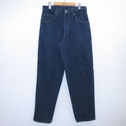 W34★古着 ジーンズ メンズ コットン 濃紺 ネイビー デニム 25feb17 中古 ボトムス ジーパン Gパン ロング パンツ