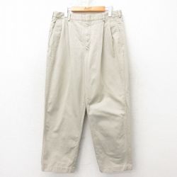 【20%OFF】W33★古着 ランズエンド スラックス パンツ メンズ コットン 薄ベージュ カーキ 25feb19 中古 ボトムス ロング