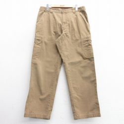 W35★古着 エルエルビーン LLBEAN カーゴ パンツ メンズ 00年代 00s ダック地 コットン 濃ベージュ カーキ 25feb19 中古 ボトムス ロング