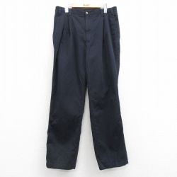 W35★古着 バンヒューセン チノ パンツ チノパン メンズ 90年代 90s コットン タロン 紺 ネイビー 25feb20 中古 ボトムス ロング