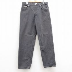 W33★古着 カルバンクライン Calvin Klein ジーンズ メンズ コットン 濃グレー 25feb21 中古 ボトムス ジーパン Gパン ロング パンツ