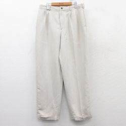 W35★古着 ペリーエリス パンツ メンズ 90年代 90s レーヨン 薄ベージュ カーキ 25feb21 中古 ボトムス ロング