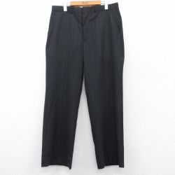 W35★古着 タウンクラフト スラックス パンツ メンズ 90年代 90s 濃グレー ストライプ 25feb21 中古 ボトムス ロング