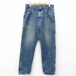 W32★古着 ラングラー Wrangler ジーンズ メンズ 00年代 00s ヒゲ 紺 ネイビー デニム 【spe】 25feb25 中古 ボトムス ジーパン Gパン ロング パンツ