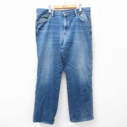 W40★古着 カルバンクライン Calvin Klein ジーンズ メンズ 90年代 90s ヒゲ 大きいサイズ コットン USA製 紺 ネイビー デニム 25feb25 中古 ボトムス ジーパン Gパン ロング パンツ