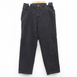 W37★古着 ランズエンド ジーンズ メンズ 90年代 90s コットン USA製 黒 ブラック デニム 【spe】 25feb25 中古 ボトムス ジーパン Gパン ロング パンツ