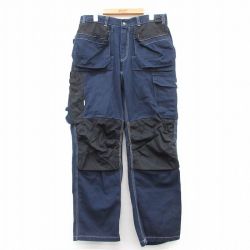 W33★古着 ワーク カーゴ パンツ メンズ コットン 紺他 ネイビー 25feb25 中古 ボトムス ロング