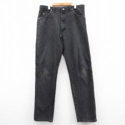 W38★古着 ラングラー Wrangler ジーンズ メンズ 00年代 00s 黒 ブラック デニム 【spe】 25feb25 中古 ボトムス ジーパン Gパン ロング パンツ