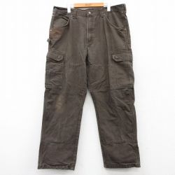 W38★古着 ラングラー Wrangler ペインター パンツ メンズ リップストップ ダブルニー コットン こげ茶 ブラウン 25feb25 中古 ボトムス ロング