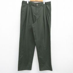 W37★古着 ピューリタン チノ パンツ チノパン メンズ 90年代 90s タロン 濃緑 グリーン 25feb25 中古 ボトムス ロング