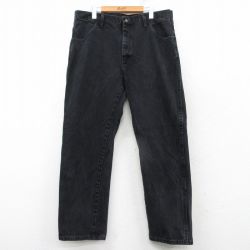 W38★古着 ラスラー ジーンズ メンズ コットン 黒 ブラック デニム 25feb26 中古 ボトムス ジーパン Gパン ロング パンツ