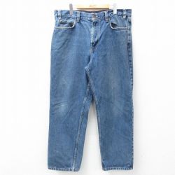 W38★古着 カークランド ジーンズ メンズ 紺 ネイビー デニム 25feb26 中古 ボトムス ジーパン Gパン ロング パンツ