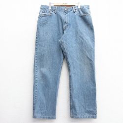W38★古着 ラングラー Wrangler ジーンズ メンズ コットン 紺 ネイビー デニム 25feb28 中古 ボトムス ジーパン Gパン ロング パンツ