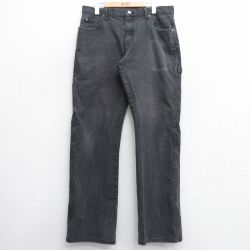 W34★古着 ディッキーズ Dickies ペインター パンツ メンズ 黒 ブラック デニム 25feb28 中古 ボトムス ロング