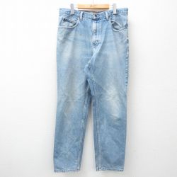 W36★古着 エルエルビーン LLBEAN ジーンズ メンズ 00年代 00s ヒゲ コットン 紺 ネイビー デニム 25feb28 中古 ボトムス ジーパン Gパン ロング パンツ