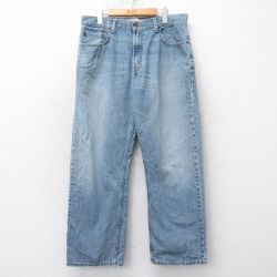 W35★古着 リーバイス Levis 569 ジーンズ メンズ ヒゲ コットン 紺 ネイビー デニム 25feb28 中古 ボトムス ジーパン Gパン ロング パンツ
