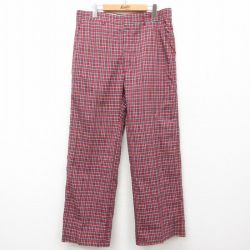 W35★古着 HAGGAR スラックス パンツ メンズ 90年代 90s USA製 赤他 レッド チェック 【spe】 25mar01 中古 ボトムス ロング