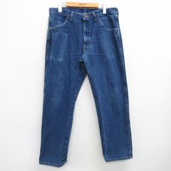 W34★古着 ラスラー ジーンズ メンズ ヒゲ 紺 ネイビー デニム 25mar01 中古 ボトムス ジーパン Gパン ロング パンツ