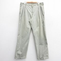 W36★古着 パンツ メンズ 90年代 90s コットン USA製 緑系 グリーン 25mar01 中古 ボトムス ロング