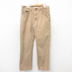 W35★古着 リー Lee ジーンズ メンズ コットン ベージュ カーキ デニム 25mar01 中古 ボトムス ジーパン Gパン ロング パンツ