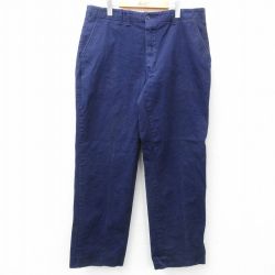W38★古着 ワーク パンツ メンズ 80年代 80s コットン USA製 濃紺 ネイビー 25mar03 中古 ボトムス ロング