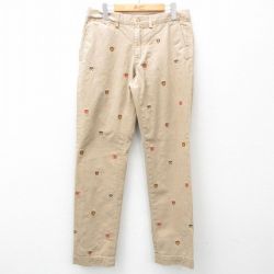 W33★古着 ラルフローレン Ralph Lauren ブランド パンツ メンズ 総柄 コットン ベージュ カーキ 25mar03 中古 ボトムス ロング