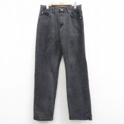 W32★古着 ラングラー Wrangler ジーンズ メンズ コットン 黒 ブラック デニム 25mar03 中古 ボトムス ジーパン Gパン ロング パンツ