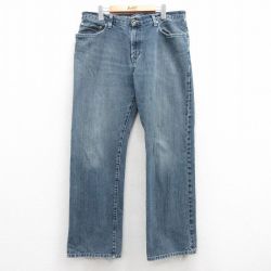 W36★古着 エディーバウアー ジーンズ メンズ ヒゲ コットン 紺 ネイビー デニム 25mar03 中古 ボトムス ジーパン Gパン ロング パンツ